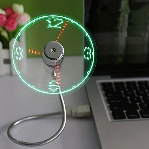 USB skrivebordsvifte med LED klokkevisning | Skanto