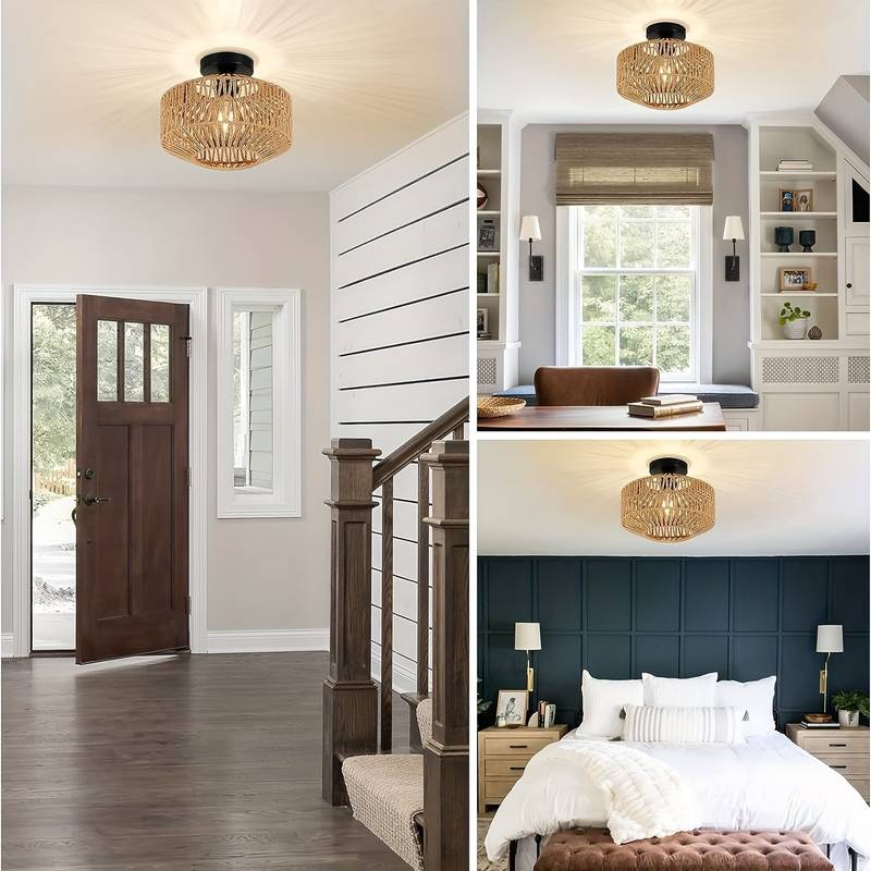 Skanto | WovenCap Taklampe - Boho Chic - Rustikk Eleganse - Moderne Allsidighet