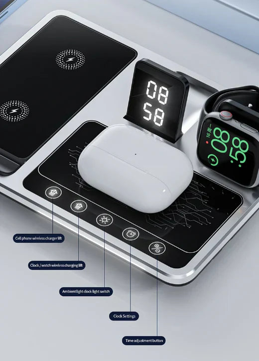 Skanto | EasyCharge - 4-i-1 Trådløs Laderstasjon for iPhone, Apple Watch og AirPods - Rask og Effektiv Lader