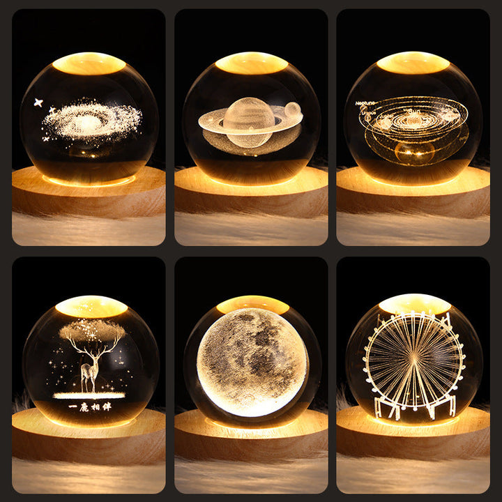 3D Galaxy Crystal Ball LED Nattlys | Skanto