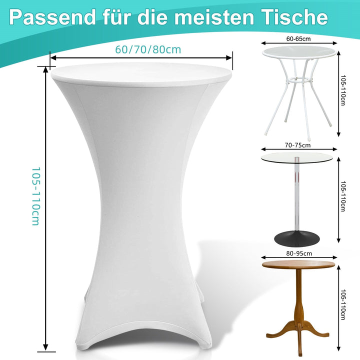Stretch Borddeksel Rundt Bar Borddeksel Hvit | Skanto