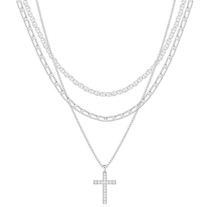 Skanto | 3pc 14k Laget Kors Halskjede Stabel