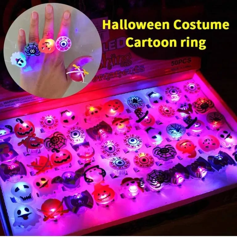 Skanto | LED Lyskilde Halloween Glødende Ring - Sett med 50stk