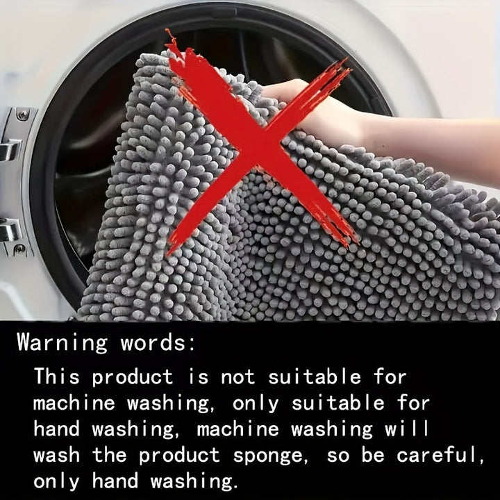 Rund LuxeChen Badmat Ultra-Myk Chenille – Antiskli & Hur tørk | Skanto