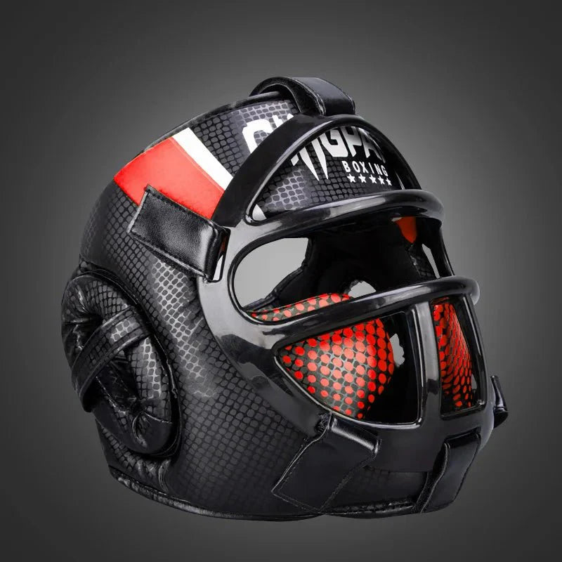 Skanto | Fightguard Premium Hovedbeskyttelse med Ansiktsmaske – Full Hode- og Ansiktsbeskyttelse for Sparring, Muay Thai, Taekwondo, og Kampkunsttrening