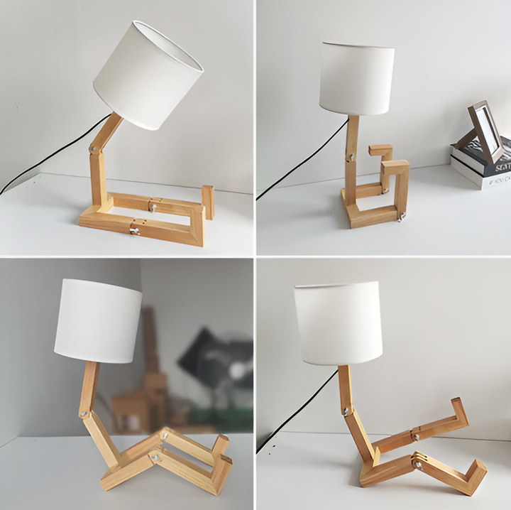 Skanto | Fleksibel Robot Skrivebordlampe laget av Massivt Tre – LumoBot
