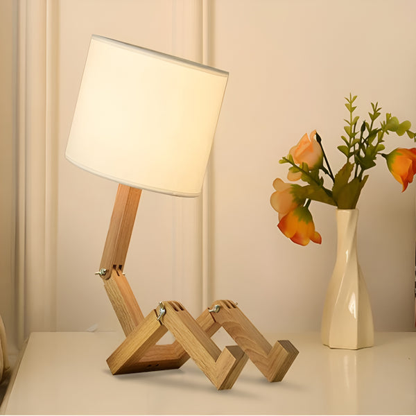 Skanto | Fleksibel Robot Skrivebordlampe laget av Massivt Tre – LumoBot
