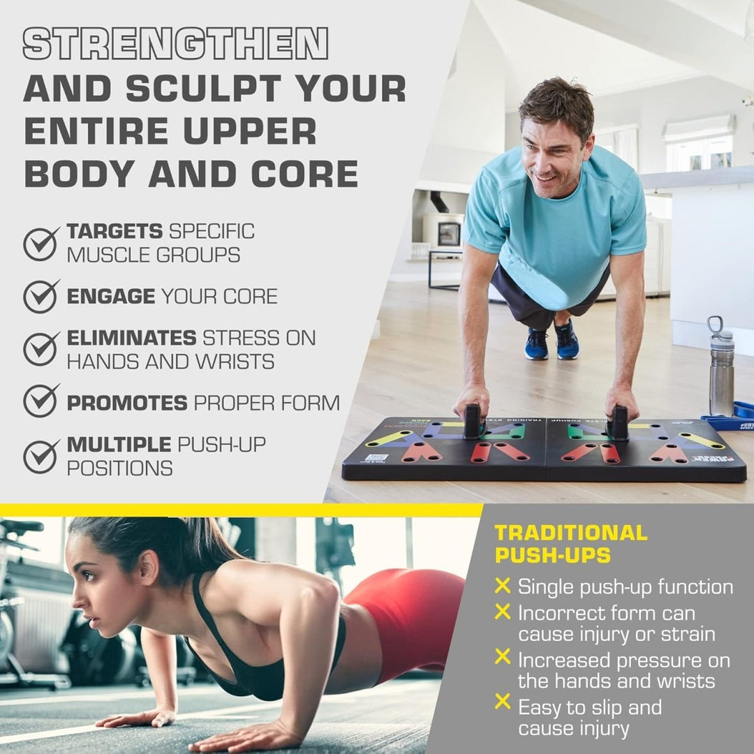 Flexifit Faltbares Liegestütz-Trainingsbrett – Über 30 farbcodierte Positionen – Ganzkörper-Krafttraining – Brust-, Arm- og Schultertraining