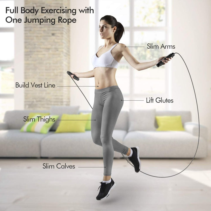Flexijump Verstellbares Springseil – Verwicklungsfreies Speed-Springseil – Cardio-, Gewichtsabnahme- og Koordinationstrening – Komfortabel Schaumstoffgriffe