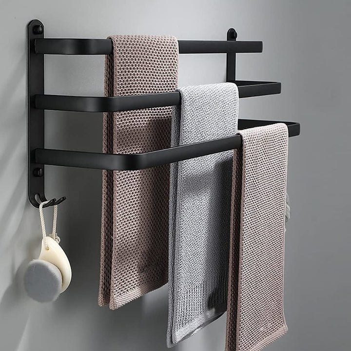 Skanto | FlexRack – Veggmontert Aluminium Baderomsregal med 3 Tverrbjelker