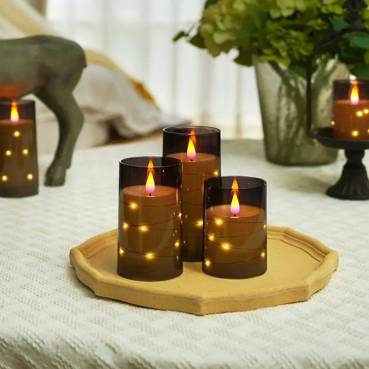 Skanto | Lysestake sett med realistisk LED-flamme