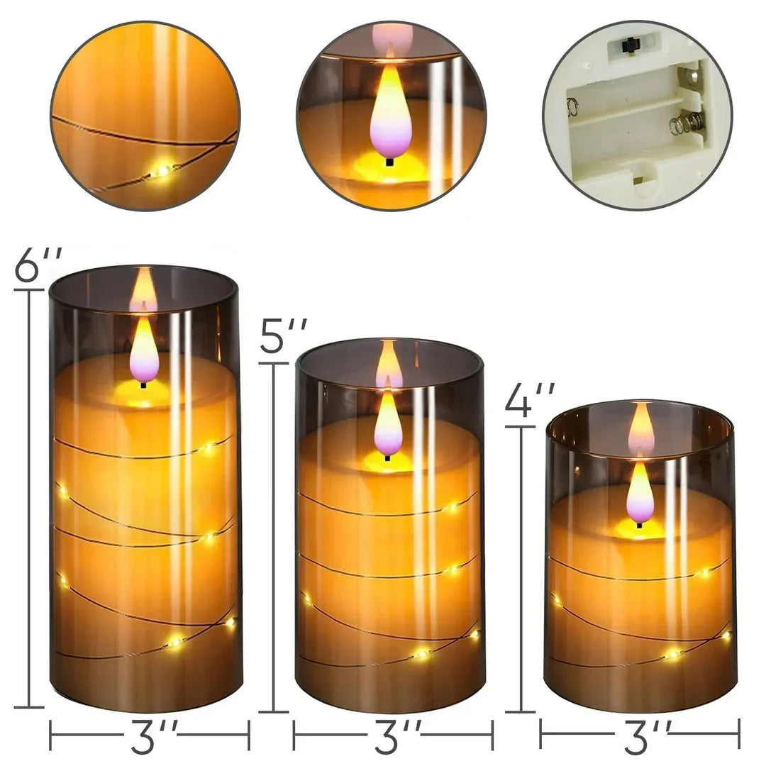 Skanto | Lysestake sett med realistisk LED-flamme