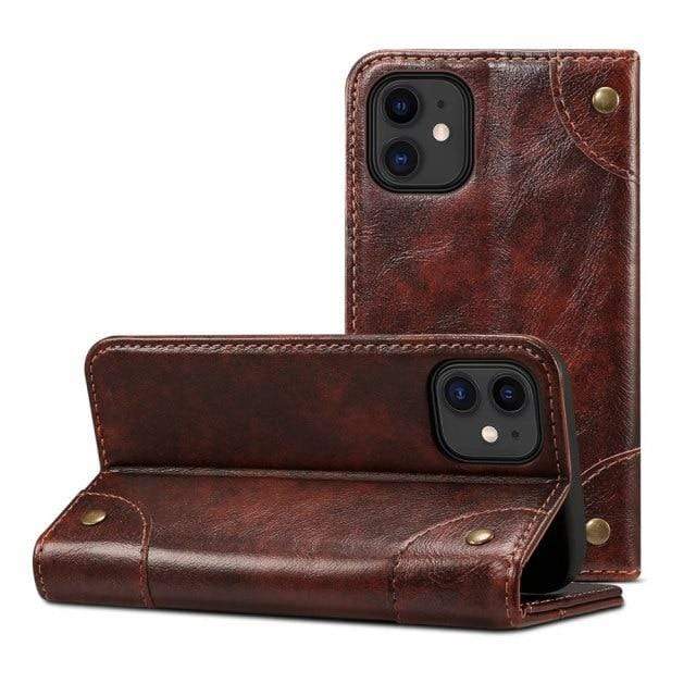 Skanto | Dekke Ekte skinn Lommebok Etui for iPhone 12