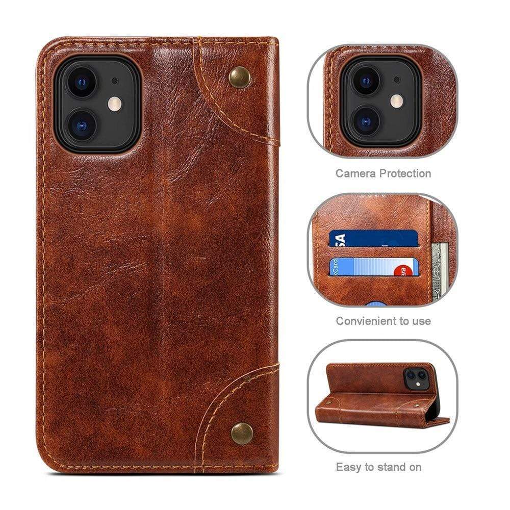 Skanto | Dekke Ekte skinn Lommebok Etui for iPhone 12