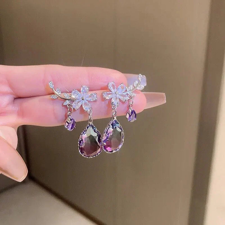 Skanto | Blomstrete Amethyst Vanndråpe Øredobber