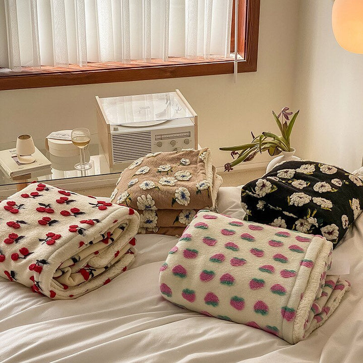 Fluffy Floral Plush Tykket Teppe for Koselig Komfort | Skanto