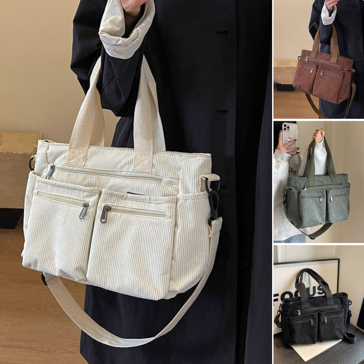 Ensfarget kordfløyels totebag | Skanto