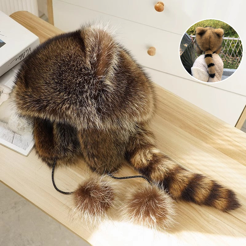 Skanto | Søt Faux pels Raccoon Haleforelder-Barn Pluss Hatt