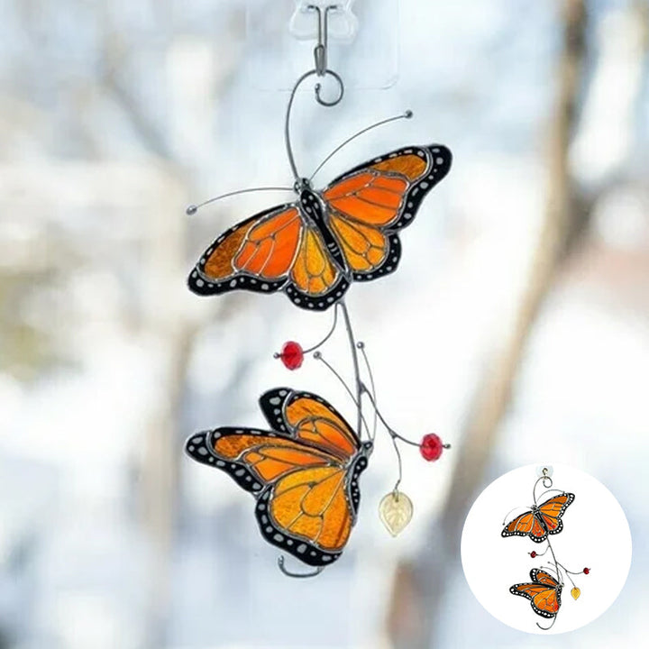 Flekkete Monarch Butterfly Glass Window Decor | Skanto
