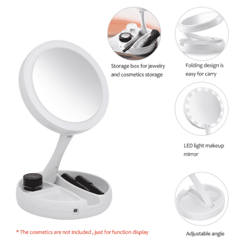 Folding LED Makeup Mirror | Skanto