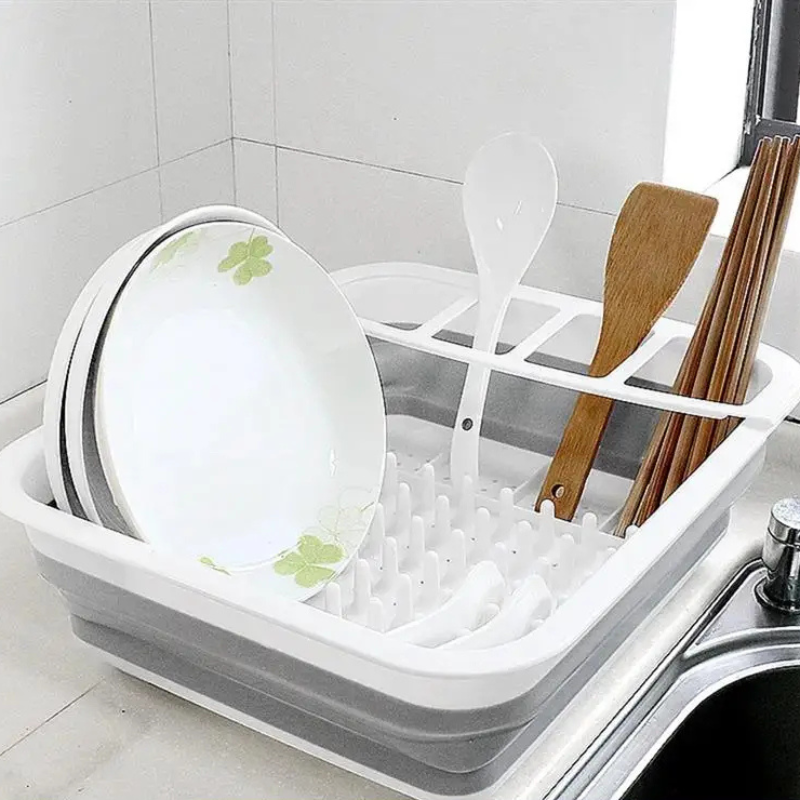 Foldbart Tallerkenstativ Kjøkkenoppbevaring og Dreneringsbrett for Servise | Skanto