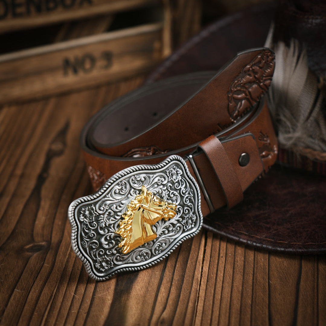 Skanto | Herrebelt | Westernstil | Vegansk skinn & Holdbar metallspenne