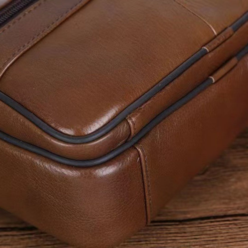 Skanto | Men’s Genuine Leather Shoulder Bag – Cowhide Crossbody with Adjustable Strap