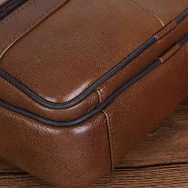 Skanto | Men’s Genuine Leather Shoulder Bag – Cowhide Crossbody with Adjustable Strap