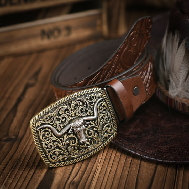 Skanto | Herrebelt | Westernstil | Vegansk skinn & Holdbar metallspenne