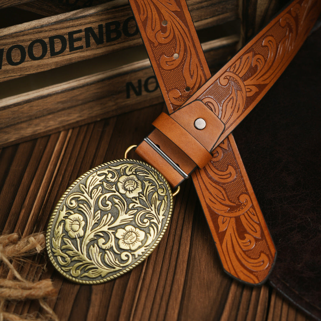 Skanto | Herrebelt | Westernstil | Vegansk skinn & Holdbar metallspenne