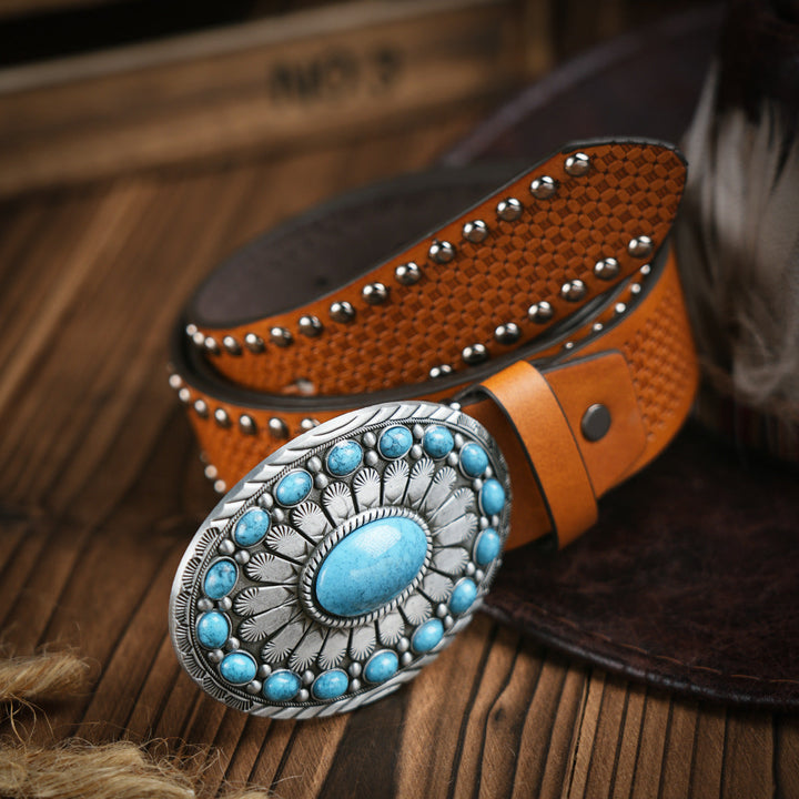Skanto | Herrebelt | Westernstil | Vegansk skinn & Holdbar metallspenne