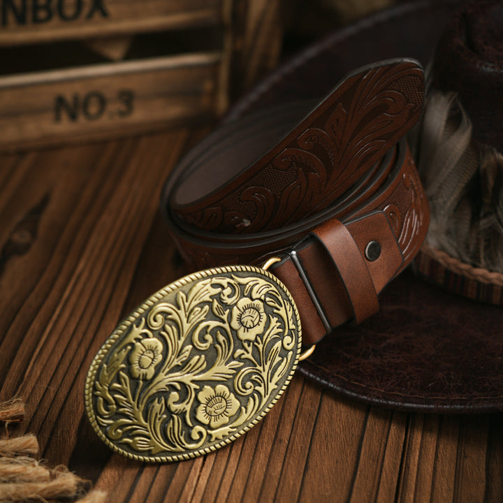 Skanto | Herrebelt | Westernstil | Vegansk skinn & Holdbar metallspenne