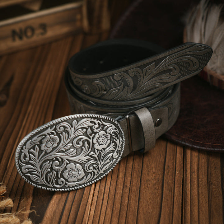 Skanto | Herrebelt | Westernstil | Vegansk skinn & Holdbar metallspenne