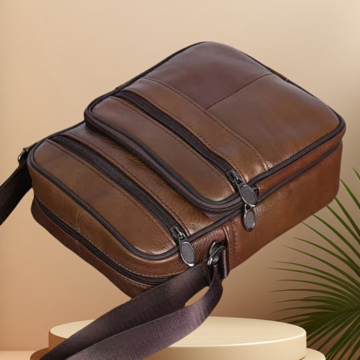 Skanto | Men’s Genuine Leather Shoulder Bag – Cowhide Crossbody with Adjustable Strap