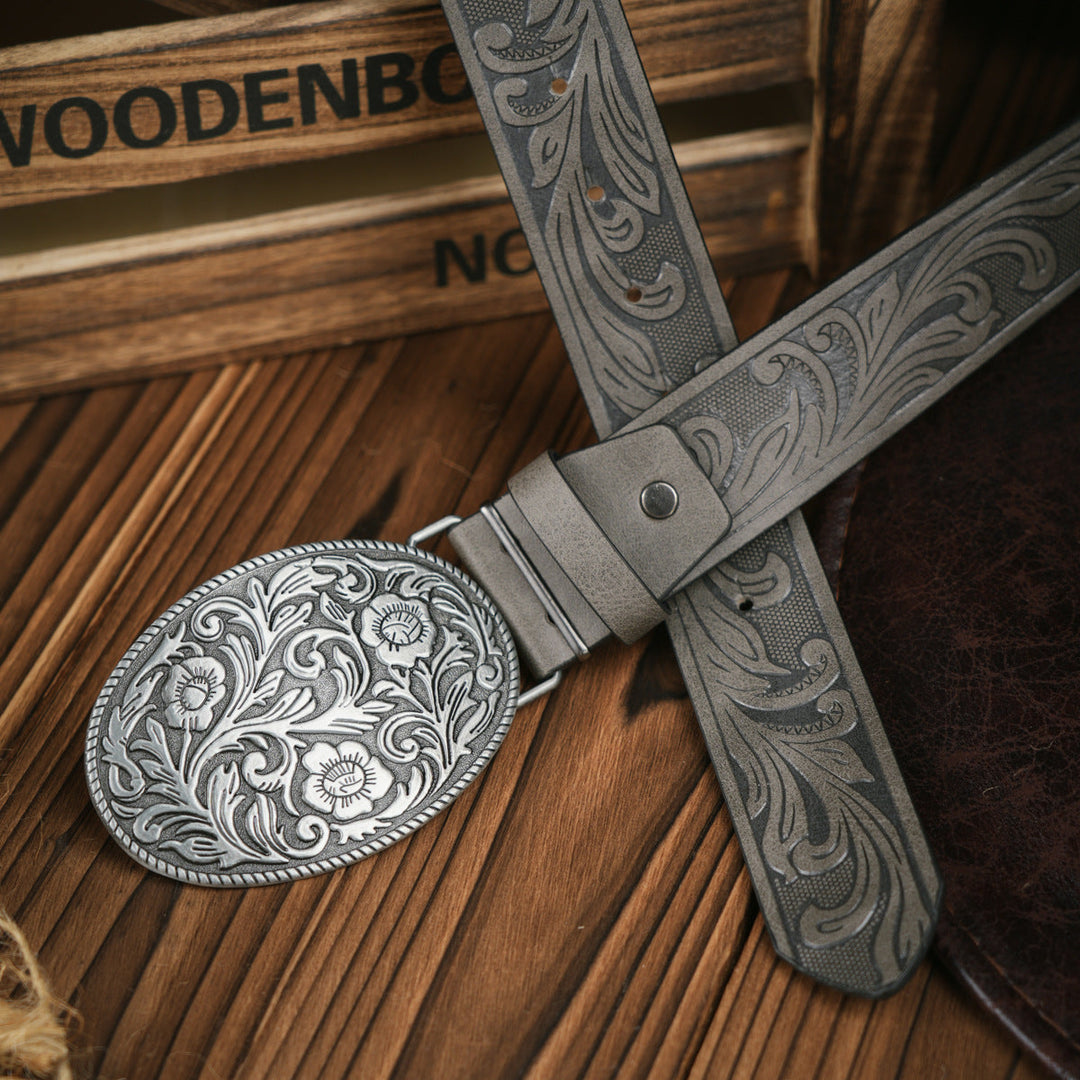 Skanto | Herrebelt | Westernstil | Vegansk skinn & Holdbar metallspenne