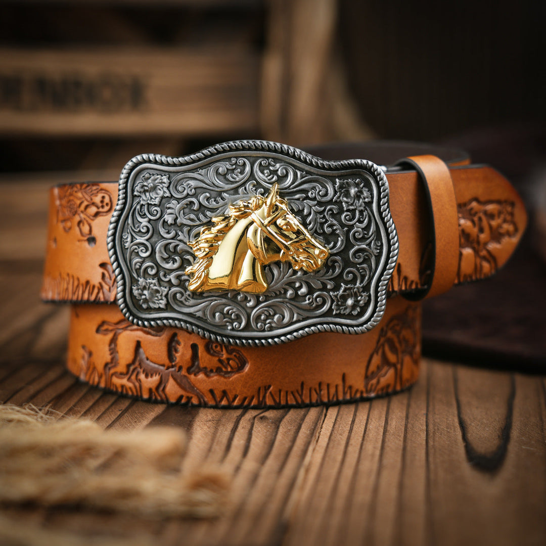 Skanto | Herrebelt | Westernstil | Vegansk skinn & Holdbar metallspenne