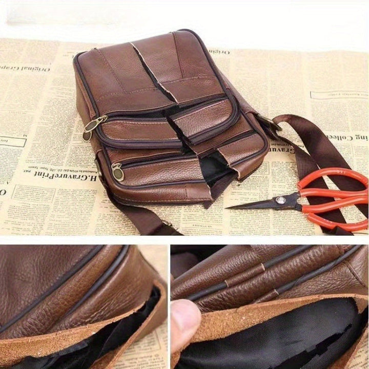 Skanto | Men’s Genuine Leather Shoulder Bag – Cowhide Crossbody with Adjustable Strap