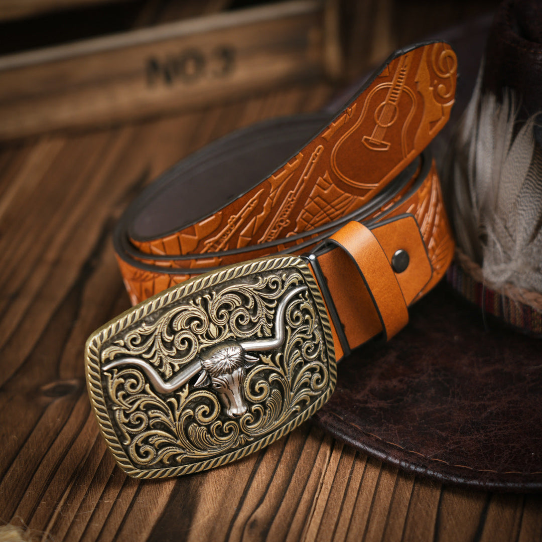 Skanto | Herrebelt | Westernstil | Vegansk skinn & Holdbar metallspenne