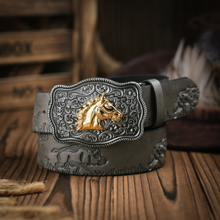 Skanto | Herrebelt | Westernstil | Vegansk skinn & Holdbar metallspenne