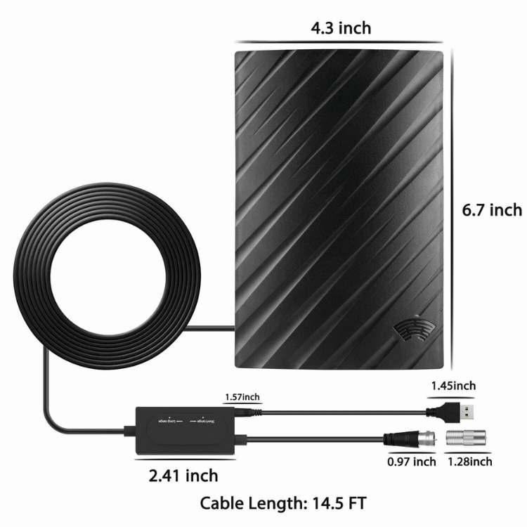 Skanto | 4K Innendørs TV-antenn | 600-mils rekkevidde, Plug & Spill installasjon for gratis HD-kanaler