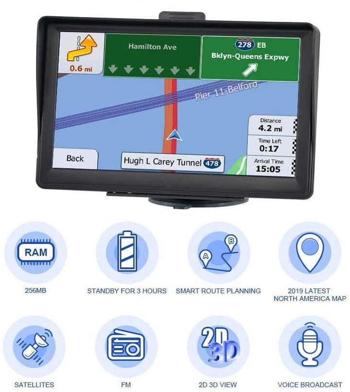 Skanto | 7" GPS Navigasjonssystem – 2025 Oppgradert Sat Nav for Biler & Lastebiler