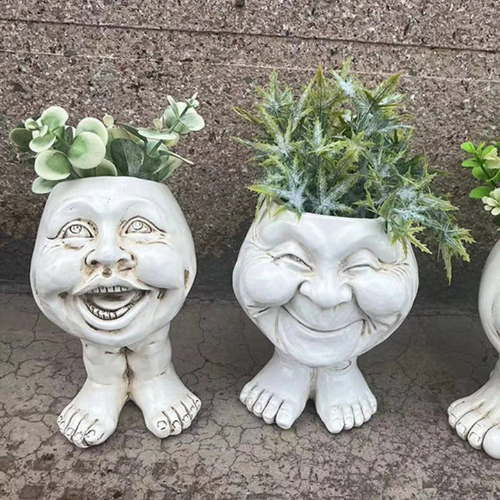 Skanto | Morsom Ansikt Resin Sukulent Plantekrukke - GigglePot