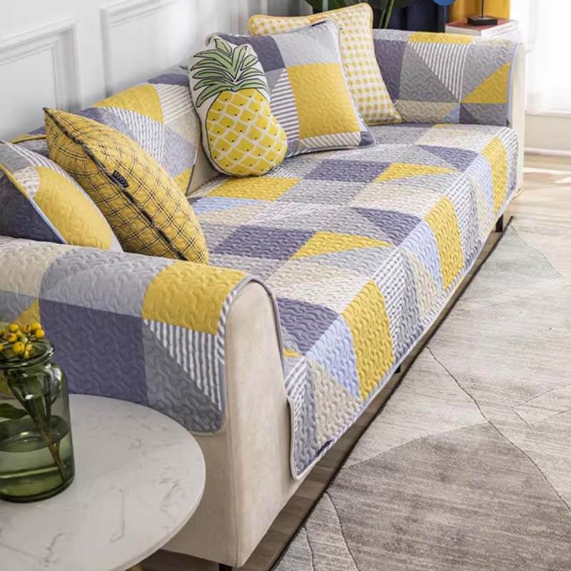 Kunstnerisk Geometrisk Mønster Vaskbar Bomullssofa Dekke | Skanto