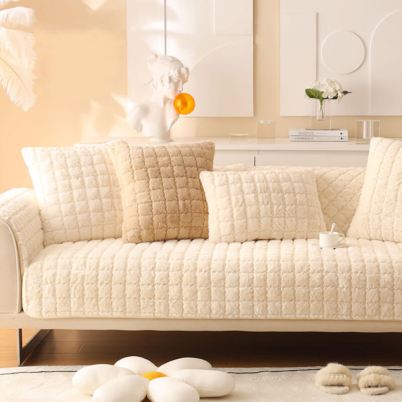 Biscuit Plush Soft Non-Slip Sofa Deksel med Anti-Slip Design | Skanto