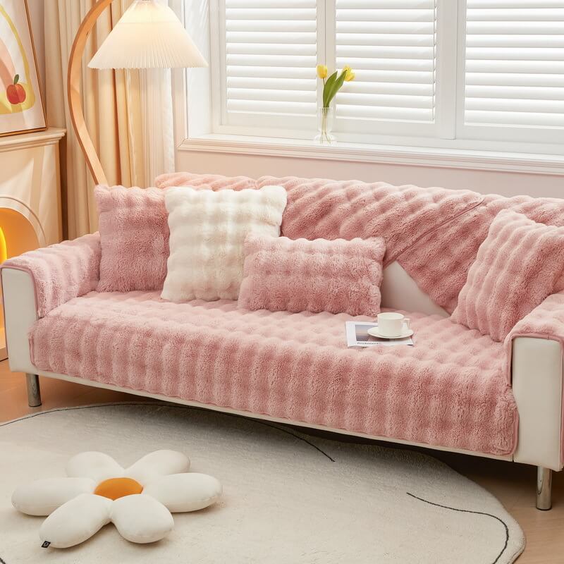 Koselig Plush Enfarget Rutsjefri Sofa Trekk for Komfort | Skanto