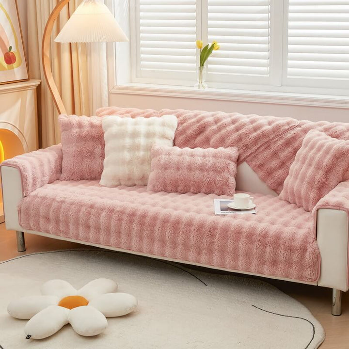 Koselig Plush Enfarget Rutsjefri Sofa Trekk for Komfort | Skanto