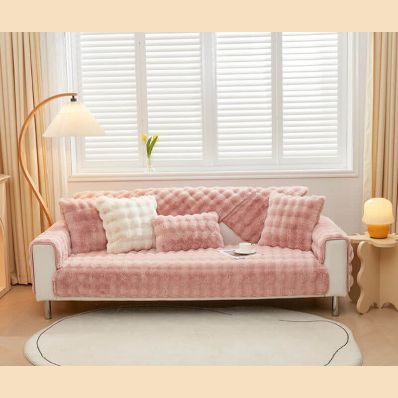Koselig Plush Enfarget Rutsjefri Sofa Trekk for Komfort | Skanto