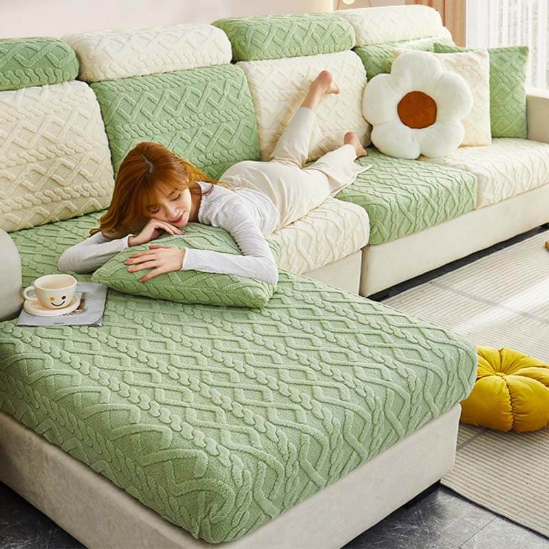Full Wrap Soft Fleece Stretch Couch Cover for All Seasons | Skanto