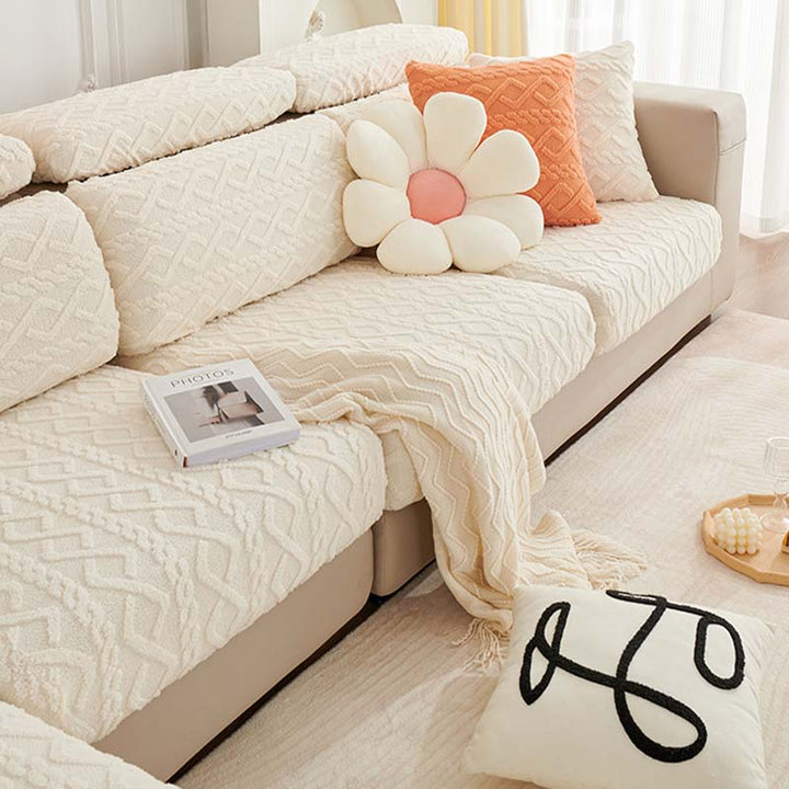 Full Wrap Soft Fleece Stretch Couch Cover for All Seasons | Skanto