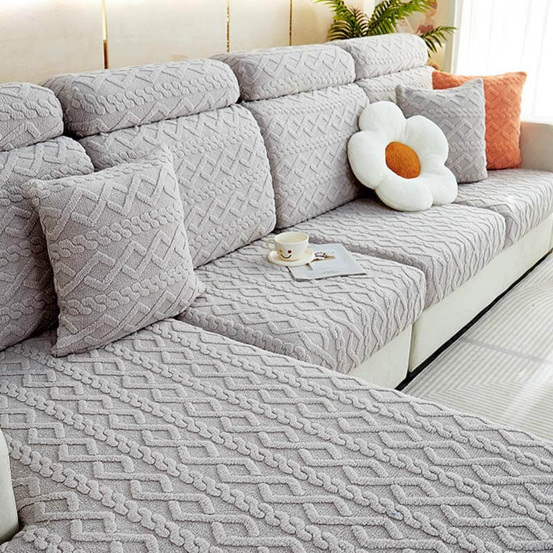 Full Wrap Soft Fleece Stretch Couch Cover for All Seasons | Skanto